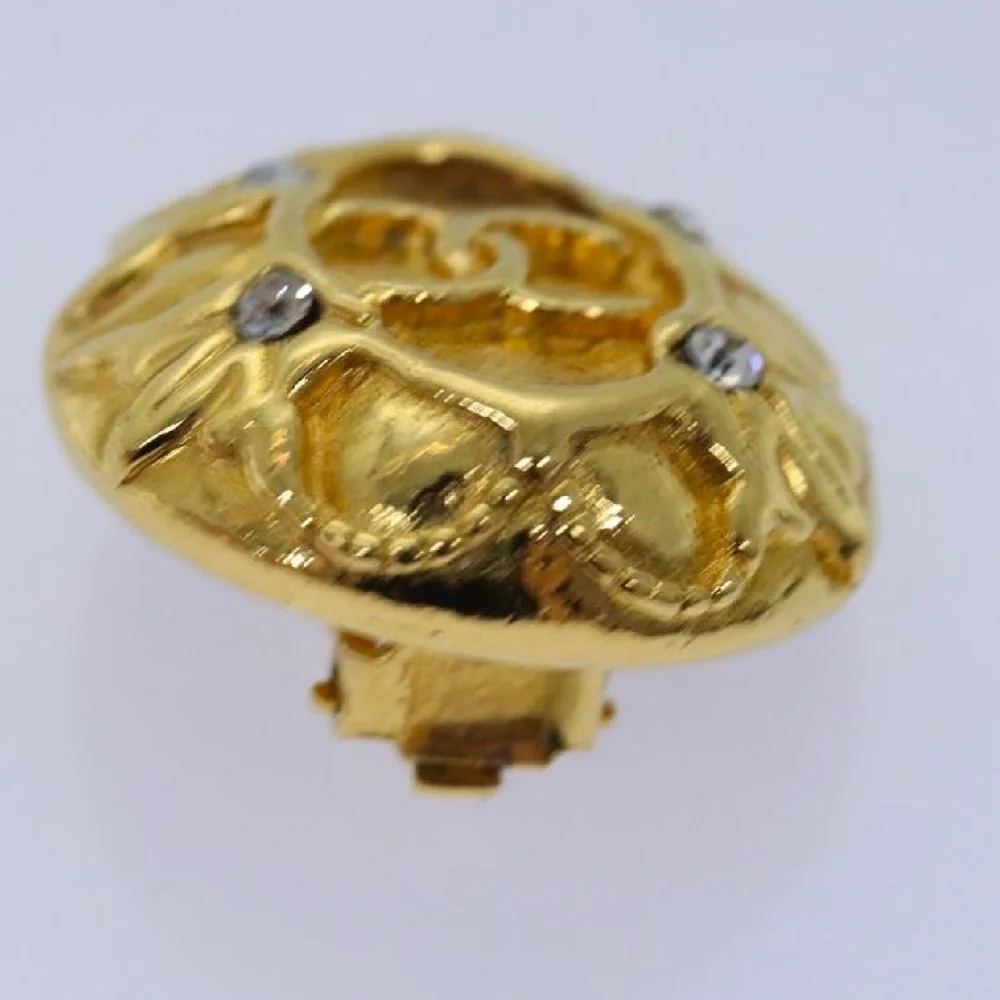 CHANEL Gold Circle 24 karat gold plated Clip On Earrings with the box and tag